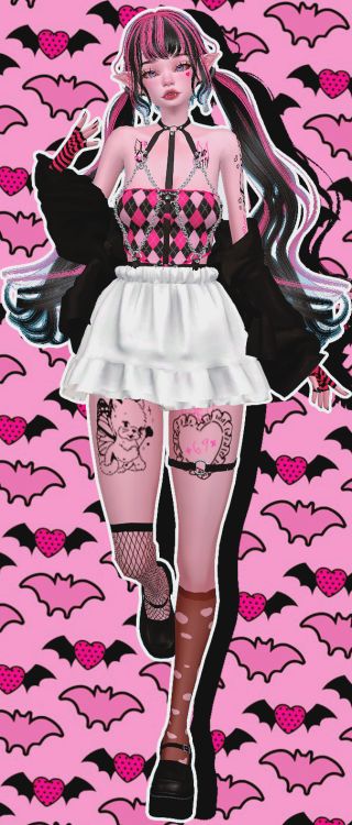 Sims 4 Cc Monsterhigh, Ts4 Cosplay Cc, Sims 4 Cc Pink And Black Hair, Sims 4 Hello Kitty Tattoos, Sims 4 Cc Monster High Draculaura, Sims 4 Cc Monster High Hair, Draculaura Hair Sims 4 Cc, Yami Kawaii Sims 4 Cc, Sims 4 Harajuku Fashion Cc