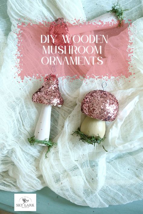 Learn how to make your own DIY wooden mushroom ornaments with this easy-to-follow tutorial! These adorable ornaments are perfect for adding a touch of whimsy to your holiday décor. Made with simple materials like wood slices, paint, and glue, they're easy to make and fun for all ages. So get creative and have fun creating your own unique wooden mushroom ornaments! Wood Mushroom Ornament, Diy Mushroom Christmas Ornaments, Diy Fairy Ornament, Painted Wooden Mushrooms Ideas, Diy Cottagecore Christmas Ornaments, Mushroom Christmas Ornaments Diy, Wood Mushrooms Diy, Wooden Mushrooms Diy, Woodland Ornaments Diy