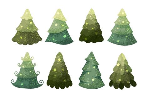 Drawn Christmas Tree, Pine Tree Drawing, Christmas Tree Drawing, Christmas Graphic Design, Hand Drawn Christmas, Christmas Tree Collection, Watercolor Paper Texture, Christmas Tree Clipart, Adobe Fresco