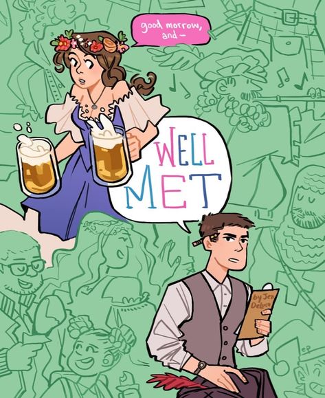 liz parkes’s Instagram post: “oof i'm late, but happy belated release to WELL MET by @jendelucawrites ! i insta-requested this arc because EVERYTHING in its description…” Well Met Jen Deluca Fan Art, Well Met Jen Deluca Aesthetic, Well Met Jen Deluca, Jen Deluca, Tavern Wench, Bookish Stuff, Book Fanart, Story Aesthetic, Turkey Legs