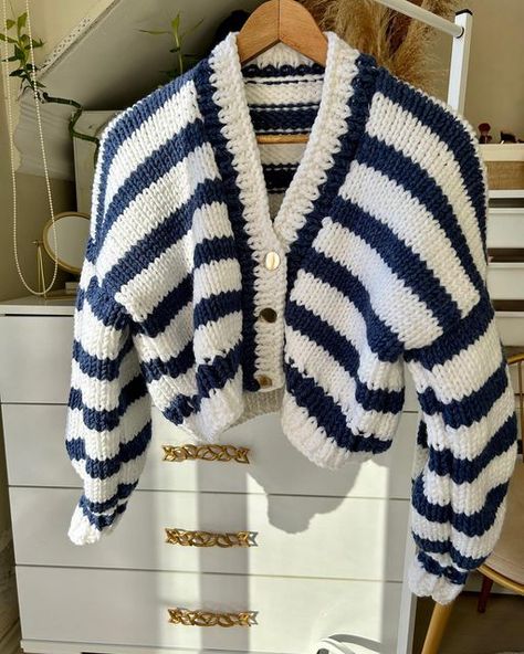 leila on Instagram: "New Design 🦋 Tawny Blue 🦋 balloon sleeve striped knit jacket 🦋 100% handmade 🦋" Soft Art, Blue Balloon, Future Outfit, Unique Gifts For Women, Blue Balloons, Gift For Woman, Iconic Design, Accessories Jacket, Knit Fashion