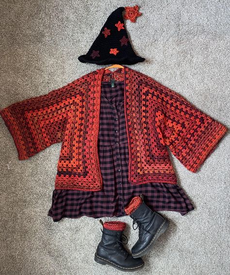 I made a hexagon cardigan, witch hat, and matching boot cuffs to wear to the Stevie Nicks concert tonight ! : r/crochet Witch Hat Knit, Crochet Whimsygoth, Whimsigoth Crochet, Hexagon Crochet Cardigan, Witch Hat Crochet, Hexagon Cardigan Crochet, Crochet Witch Hat, Stevie Nicks Concert, Witch Crochet