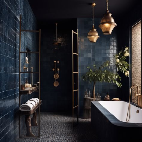 28 Aesthetic Elements Found In Moroccan Bathroom Design Moroccan Bathroom Ideas, Gothic Bathroom Ideas, Moroccan Inspired Bathroom, Moroccan Style Living Room, Gothic Bathroom, Dark Bathroom Ideas, Moroccan Bathroom, Aesthetic Elements, Dark Bathrooms