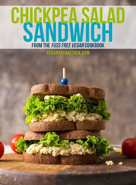 This Chickpea Salad Sandwich from Sam Turnbull's Fuss-Free Vegan cookbook is exactly that - fuss-free! It makes for an easy and delicious lunch. #vegan #glutenfreeoption #lunch #backtoschool Best Tuna Salad Recipe, Chickpea Tuna Salad, Vegan Sandwich Recipes, Chickpea Salad Sandwich, Vegetarian Chicken, Cooking Dried Beans, Tuna Salad Recipe, Vegan Cookbook, Easy Lunch Recipes