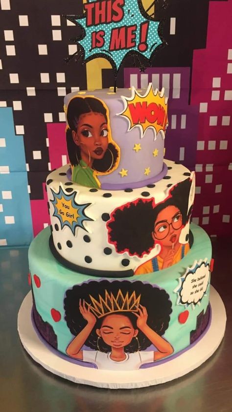 Melanin Cake Ideas, Afro Cake Ideas, Sweet Sixteen Cakes For Girls, Diva Birthday Cakes, American Girl Cakes, African Cake, Barbie Doll Birthday Cake, Diva Cakes, Twins Cake