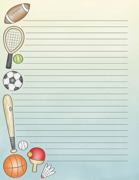 Free printable sports stationery in JPG and PDF formats. The stationery is a… | Free printable stationery, Writing paper printable stationery, Free paper printables Sports Writing, Paper With Lines, Free Printable Stationery Paper, Free Paper Printables, Free Writing Paper, Printable Sports, Printable Border, Stationary Printable, Decent Wallpapers