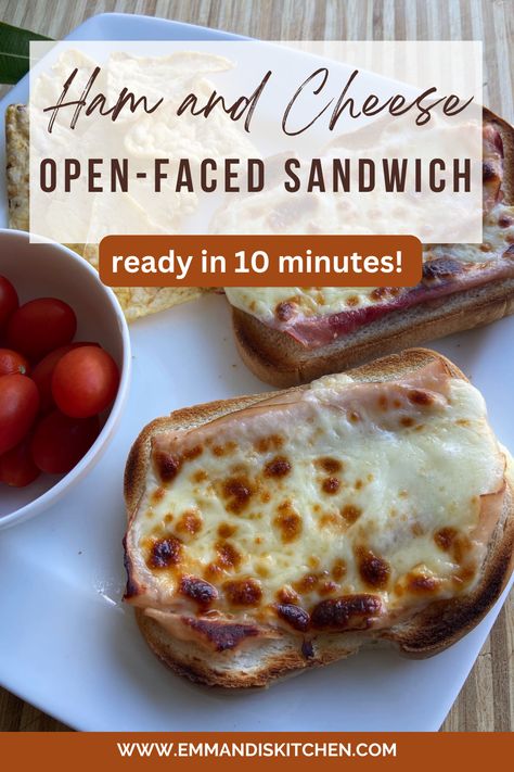 These delicious toasty ham and cheese sandwiches are a dream to make for a busy weeknight. Made with ham, melty cheese, and some sandwich spread, these toast up perfectly in an air fryer or and oven. Serve with soup, a simple salad, or even just on their own. This quick and easy toasted ham and cheese sandwich is the perfect hearty sandwich when you are craving comfort food. Open Face Sandwiches Recipes, Easy Dinner Recipes Kid Friendly, Grilled Ham And Cheese Sandwich, Serve With Soup, Open Face Sandwich, Sandwich For Breakfast, Ham Sandwich Recipes, Hot Ham And Cheese, Ham And Cheese Sandwiches