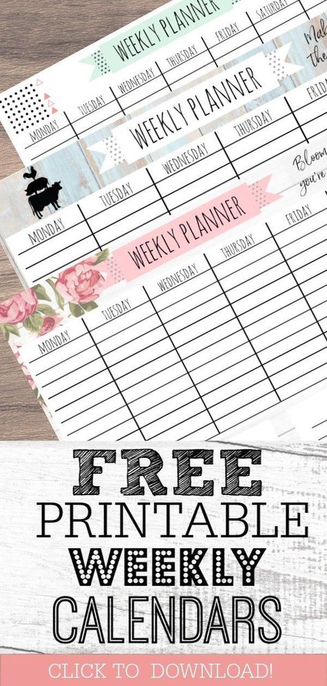 Free Printable Calendar to get organized in 2019! Several cute, one page design styles to chose from- minimalist to floral!  These simple free printable weekly calendars are great for the office or home desk organization. Our free printable calendar PDFs can be printed in black in white or watercolor. Get control of your daily schedule and get organized!  #2019calendar #printablecalendar #2019printablecalendar #calendarprintable #freeprintable Free Printable Weekly Calendar, Printable Weekly Calendar, Weekly Planner Free Printable, Kalender Design, Weekly Planner Free, Country Girl Life, Weekly Calendar Planner, Week Schedule, Monthly Planner Printable