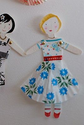 Movable Paper Dolls ~~ Paper + Paper Doll + Paper Fastener Paper Doll Chain, Paper Girls, English Magazine, Valentine Art, Purl Bee, Paper People, Creative Arts And Crafts, Valentines Art, Valentine Ideas