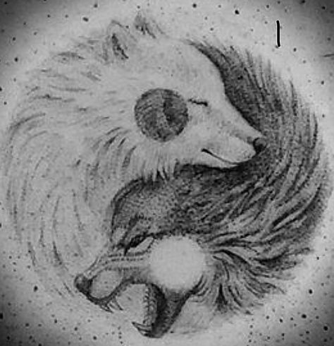 Wolf Tattoo Yin Yang, Couple Tattoos Wolf, Wolf Yin Yang, Tattoo Yin Yang, White Wolf Tattoo, Wolf Tattoo Forearm, Couple Tattoos Unique Meaningful, Think Tattoo, Prey Animals