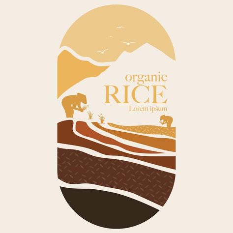 Logo Rice, Product Banner, Animal Illustration Kids, Rice Packaging, Banner Logo, Inspiration Logo Design, Graphic Design Infographic, Text Logo Design, Organic Rice