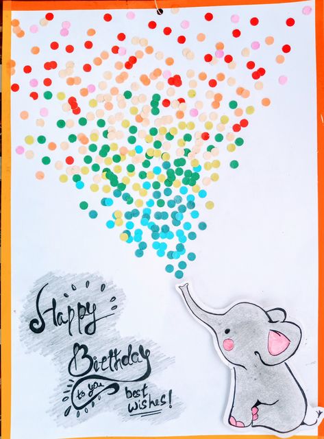 Elephant Birthday Cards Handmade, Children's Day Greeting Cards, Happy Birthday Elephant, Elephant Birthday Card, Birthday Elephant, Birthday Canvas, Elephant Cards, Cheesy Lines, Happy Birthday Cards Handmade