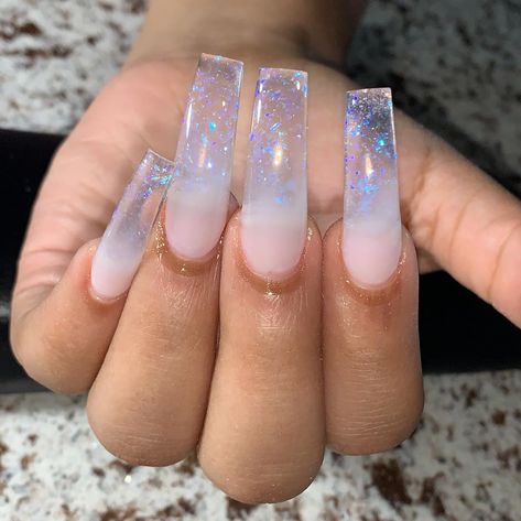 Sprite Nails, Acrylic Nails Long, Clear Nails, Marble Nails, Classy Nails, Gold Flakes, Pretty Acrylic Nails, Nail Games, Long Acrylic Nails