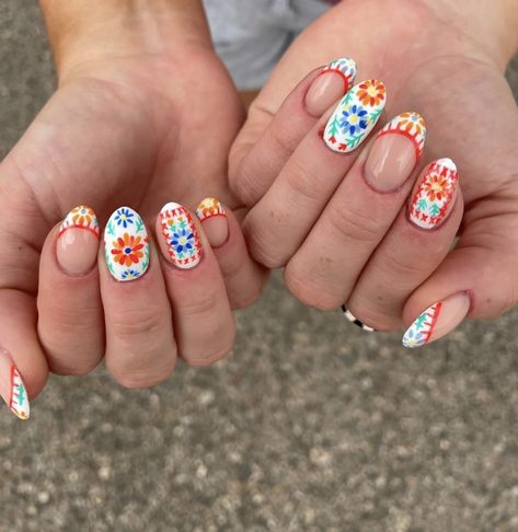 Mexican Nail Art Mexico, Mexico Nails, Mexican Nails, Western Nails, Pretty Gel Nails, Really Cute Nails, Cute Gel Nails, Diy Nail Designs, Beach Nails