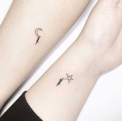 Sister Cat Tattoos, 3 Cat Tattoo, Matching Cat Tattoos, Small And Simple Tattoos, Micro Tattoo, Tattoo Sonne, Small Foot Tattoos, Matching Cat, Tattoos Inspo