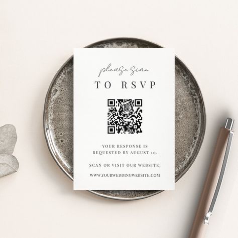 Wedding Invitations Qr Code, Elegant Black And White Wedding, Qr Code Wedding, Rsvp Online, Typography Wedding, Rsvp Wedding, Simple Typography, Wedding Rsvp Cards, Minimalist Typography