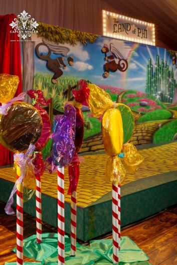 Wizard of Oz Event Design | Backdrops Beautiful | Hand Painted Scenic Backdrop Rentals and Sales Wizard Of Oz Window Display, Wizard Of Oz Event, Wizard Of Oz Backdrop, Trunk Or Treat, Window Displays, Beautiful Backdrops, Performing Arts, Over The Rainbow, Wizard Of Oz