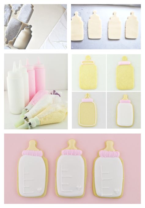 Baby Bottle Cookies, Girl Shower Decorations, Diy Baby Shower Decorations, Shower Desserts, Trendy Baby Shower Ideas, Baby Shower Desserts, Diy Bebe, Cookie Tutorials