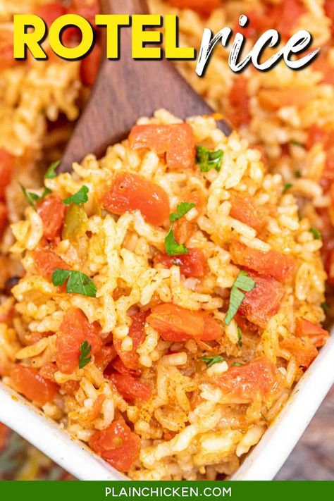 Rotel Rice, Flavor White Rice, Rice Recipes Side, Rotel Recipes, Rice Dishes Recipes, Spanish Rice Recipe, Rice Side Dish Recipes, Mexican Rice Recipes, Mexican Side Dishes