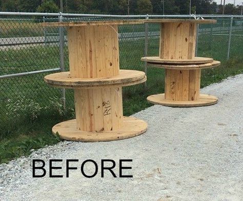 DIY Clock From a Wooden Spool Large Wooden Spools, Wooden Spool Projects, Cable Spool, Pallet House, Wood Spool, Wooden Spool, Diy Plant Stand, Wooden Spools, Upcycle Recycle