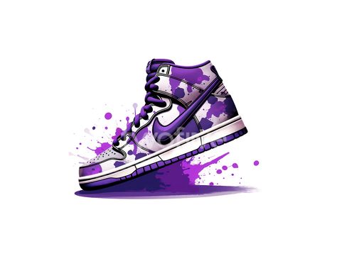 Sneaker Clipart, High Top Dunks, Download Stickers, Background Png Images, 2024 Art, Purple Nikes, Purple Sneakers, Sneaker Art, Fitting Room