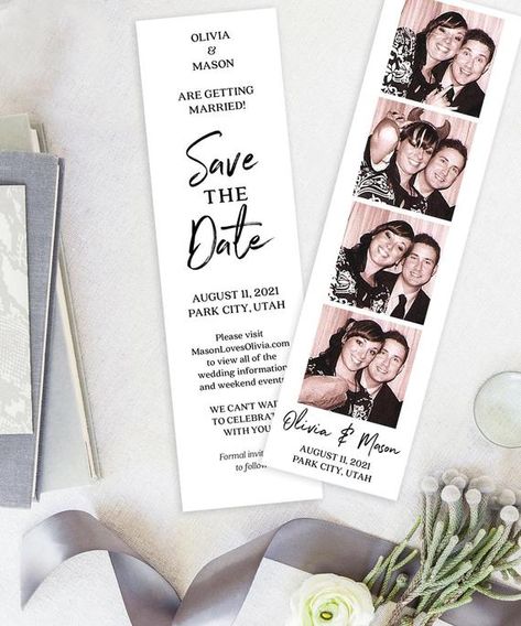 Bookmark Save the Date Template - Film Strip - Photo Booth - Save The Date with Photos - Unique Save The Dates - Printable Template - PDF Funny Save The Dates, Wedding Canvas, Unique Save The Dates, Bookmark Template, Save The Date Template, Save The Date Photos, Save The Date Templates, Budget Diy, Film Strip