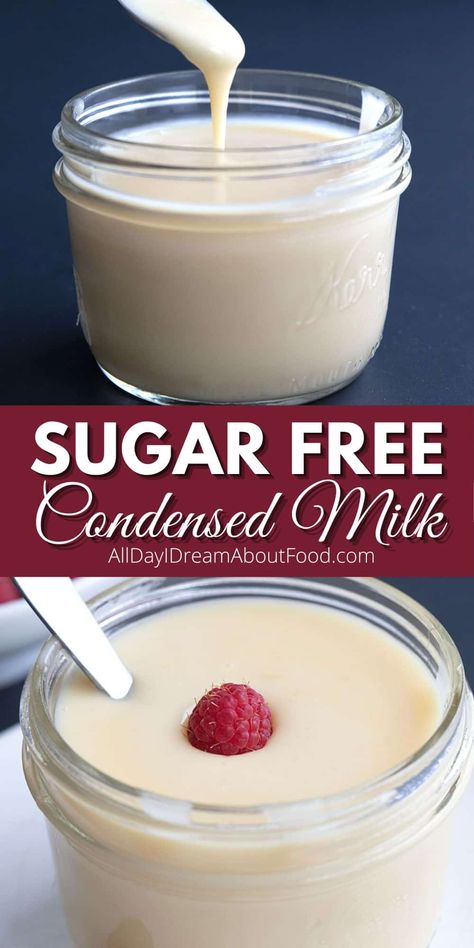 This simple sugar free condensed milk recipe will take your keto baking to new heights! It takes only 5 ingredients and 30 minutes of your time. Use it in a wide array of other keto dessert recipes. Sugar Free Condensed Milk, Low Carb Dessert Recipes, Quick Food, Postre Keto, Simple Sugar, Condensed Milk Recipes, Keto Friendly Desserts, Low Carb Dessert, Low Carb Baking