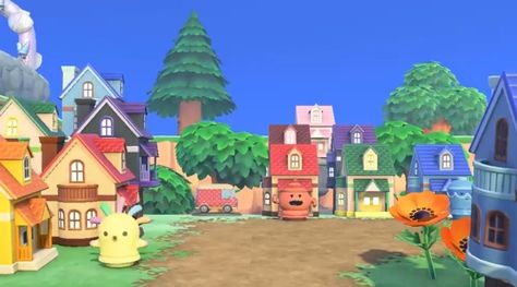 Animal Crossing: New Horizons Player Creates Adorable Gyroid Village - NintendoSoup Gyroid Village Animal Crossing, Acnh Gyroid Village, Animal Crossing Gyroid Ideas, Animal Crossing Gyroid Display Ideas, Gyroid Animal Crossing Ideas, Acnh Gyroid Ideas, Animal Crossing Villagers Design, Acnh Gyroid, Animal Crossing Gyroid