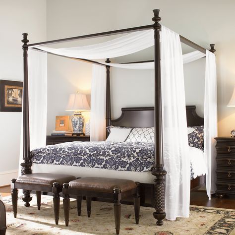 Canopy beds For the Modern Bedroom Freshome 361 Canopy Bed Drapes, Wood Canopy Bed, Bed Drapes, Canopy Bed Curtains, Wood Bedroom Sets, Canopy Curtains, Canopy Bedroom, Tommy Bahama Home, White Canopy