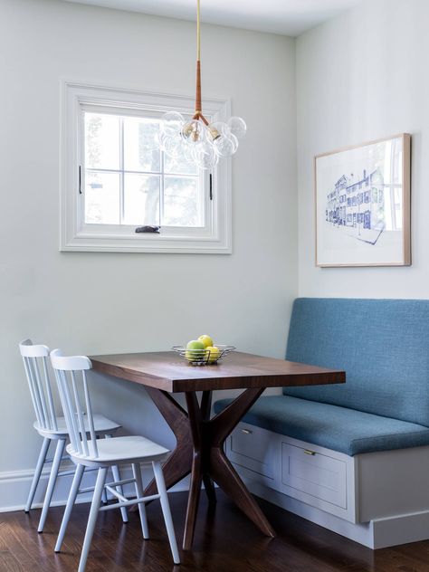 Table With Bench Against Wall, Bench Dining Table Against Wall, Dining Table Against Wall, Dining Table With Bench Against Wall, Bench Against Wall, Table Against Wall, Corner Dining Table, Powder Room Renovation, Rebecca Atwood Designs