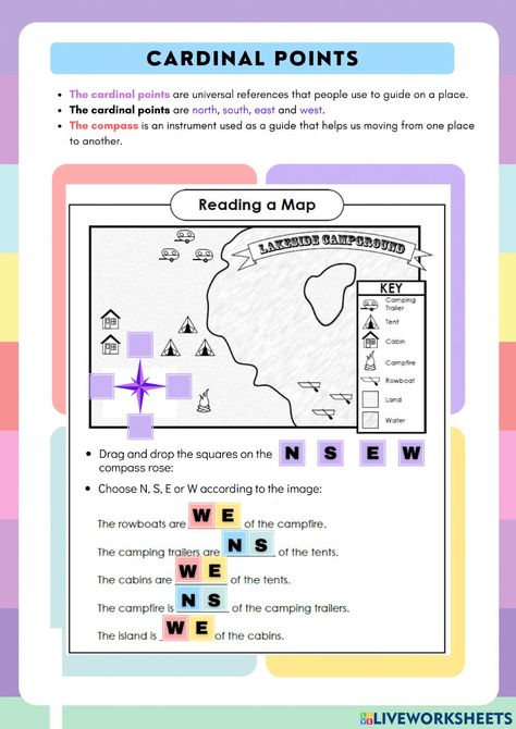 Compass Worksheet, Directions Worksheet, Conceptual Physics, Map Game, Cardinal Points, Cardinal Point, Coordinate Graphing, Graphing Worksheets, Cardinal Directions