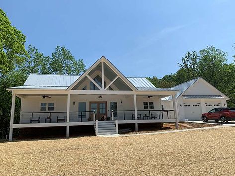 Mountain Ranch Home, Vaulted Kitchen, Stacked Porches, Barn Plan, Mountain Ranch, Covered Deck, Ranch Home, Craftsman House Plan, Country House Plan