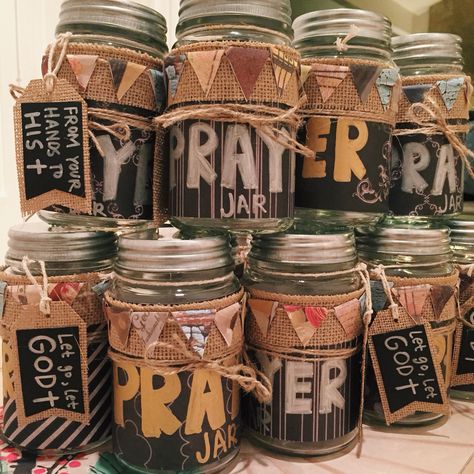 DIY Prayer Jars                                                                                                                                                                                 More Scripture Jar Ideas, Prayer Jars For Women, Prayer Jar Ideas Diy, Prayer Jar Ideas, Bible Verse Jar Diy, Christian Mason Jar Gifts, Bible Verse Mason Jars, Aquarium Craft, Prayer Crafts