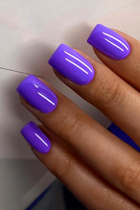 Purple Short Square Press on Nails RTKHFZE Fake Nails Solid Color Full Cover False Nails Nails Solid Color, Nails Solid, Square Press On Nails, Purple Acrylic Nails, Vibrant Nails, Cute Gel Nails, Neon Nails, Color Full, Heart Nails