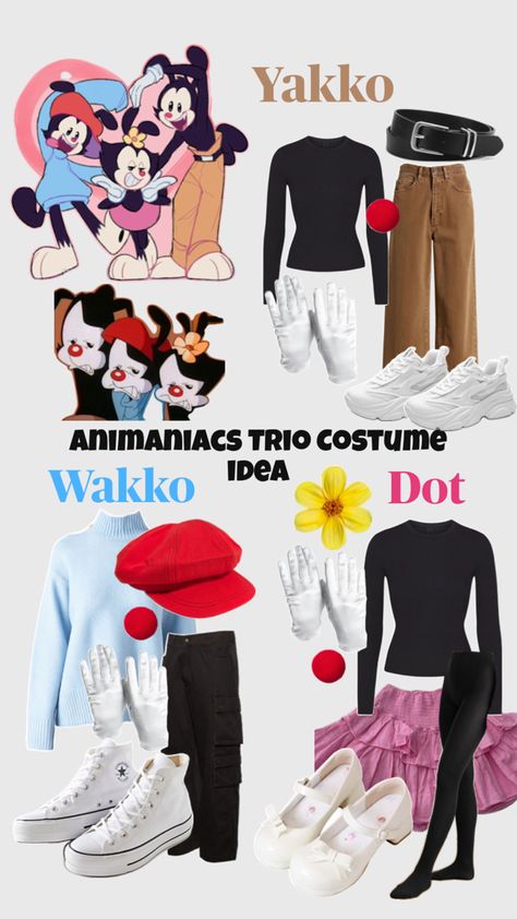 Clothes and costume idea board for Halloween from a cartoon about funny animals Animaniacs Costume, Lol Art, Trio Costumes, Costume For Halloween, Group Costumes, Halloween Costumes, On Twitter, Halloween, Twitter