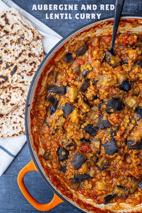 Aubergine Curry Recipes, Menstrual Syncing, Aubergine Recipe Healthy, Aubergine Curry, Healthy Curry, Red Lentil Curry, Red Lentil Recipes, Curry With Rice, Lentil Curry Recipes