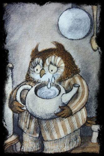 TEAR WATER TEA: OWL AT HOME Children’s author Arnold Lobel has written a heart warming story about tear collection called Tear Water Tea in his book Owl At Home. When owl remembers the sad things in life he cries and he collects the tears he cries in a kettle. He heats his tear water on the stove, makes tea with it, drinks the tea and is comforted. Owl At Home, Arnold Lobel, The Moon, At Home, Moon