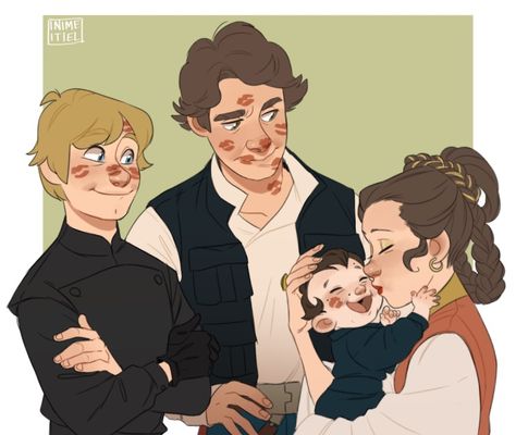 Luke Leia And Han Fanart, Leia Skywalker, Emo Vampire, Star Wars Padme, Yoda Star Wars, Han And Leia, Baby Kiss, Ben Solo, Star Wars Love