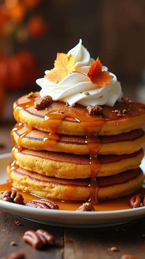 Pumpkin Pancakes With Maple Syrup and Whipped Cream Fall Pancakes, Maple Pancakes, Pancake Toppings, Perfect Pancakes, Classic Breakfast, Pumpkin Pancakes, Pumpkin Flavor, Best Pumpkin, Pancake Batter