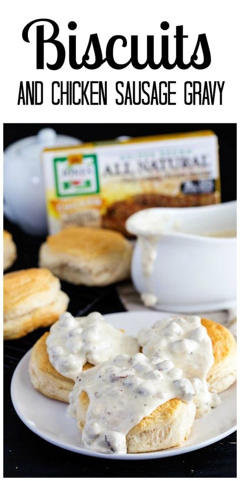 Biscuits and chicken sausage gravy, a hearty breakfast, a simple breakfast Chicken Sausage Gravy, Chicken Gravy And Biscuits, Biscuits And Chicken, Farmhouse Cooking, Sausage Gravy Recipe, Sausage Biscuits, Chicken Breakfast, Chicken And Biscuits, Simple Breakfast