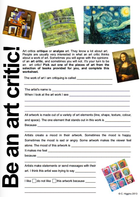 High School Art Critique, Teaching Art High School, Art History Worksheets, Ap Art History, Art Analysis, Class Discussion, Art Critique, Art Teacher Resources, Art Handouts