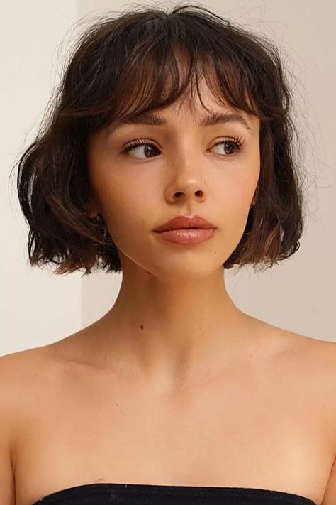 Bangs Haircuts Short, Short Hair Reference Photo, Fringe Haircut Short Hair, Cute Short Hair Bangs, Short Haircut For Small Face For Women, Short Messy Bangs, Short Haircuts With Bangs For Thick Hair, Short Hair And Short Bangs, Bobcut Hairstyles Short With Bangs