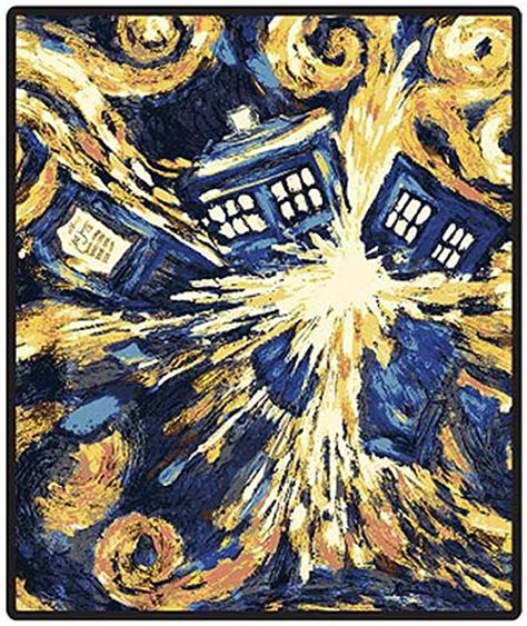 Tardis Van Gogh, Exploding Tardis, Doctor Who Poster, Doctor Gifts, Square Art, Silk Touch, Soft Throw Blanket, Changing Wall Color, The Doctor