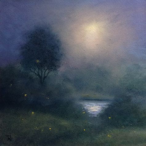 Night Painting Moonlight, Misty Painting, Night Scenery Painting, Moon Lit Night, Divine Artwork, Moonlight Drawing, Soft Portrait, Celestial Landscape, Night Drawing