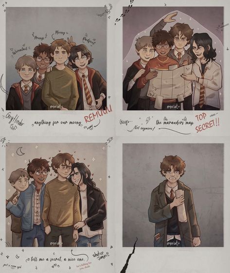 Marauders Harry Potter Fan Art, Harry Potter Fanart Marauders, Maradures Era Fanart, Marauders Era Outfits Summer, Young Marauders Fan Art, Muaraders Fanart, Book Harry Potter Fanart, Sirius And Harry Fanart, Wolfstar And Harry Fanart