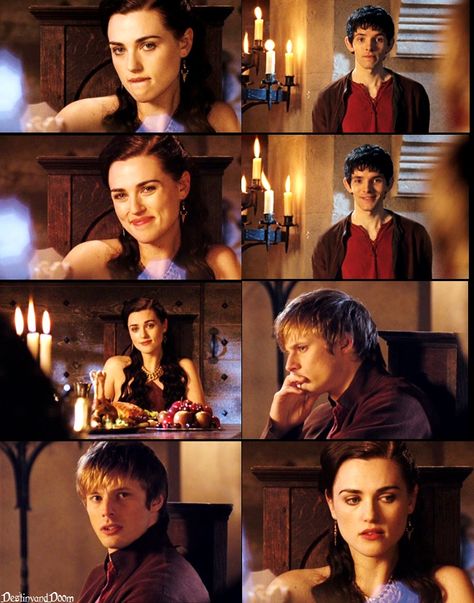 AU: Merlin and Morgana flirting + Arthur noticing edit by DestinyandDoom Morgana X Merlin, Morgana And Merlin, Merlin X Morgana, Gwen Merlin, Merlin And Morgana, Morgana Merlin, Merlin Quotes, Merlin Funny, Magic Realms