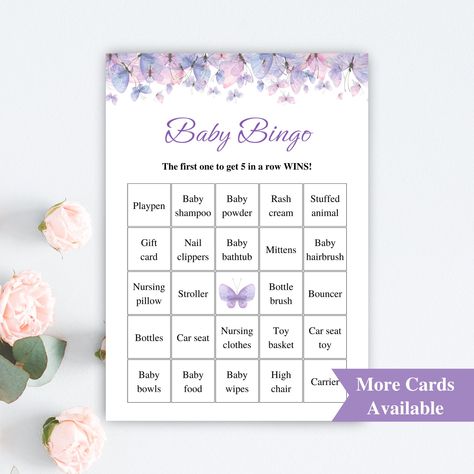 Lilac Baby Shower Ideas, Purple Butterfly Baby Shower Theme, Baby Shower Butterfly Theme, Butterfly Baby Shower Games, Lilac Baby Shower, Baby Shower Simple, Lavender Baby Showers, Butterfly Baby Shower Theme, Printable Butterfly