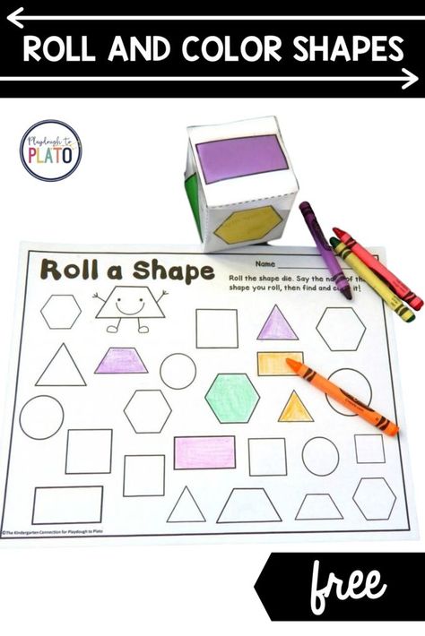 Shapes Centers Kindergarten, 2d Shapes Kindergarten, 2d Shape Games, Shape Activities Kindergarten, Free Math Centers, 2d Shapes Activities, Shape Matching Game, Playdough To Plato, Shapes Kindergarten