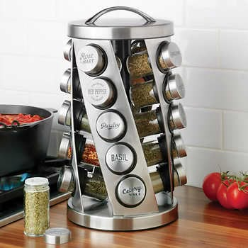 Revolving Spice Rack, Desain Pantry, Kitchen Spice Racks, Glass Spice Jars, Herbs De Provence, Steel Racks, Kitchen Spices, Cool Kitchen Gadgets, Spice Rack