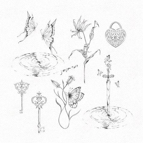 Abstract Water Tattoo, Ethereal Tattoo Sleeve, Garden Tattoo Ideas, Abstract Flower Tattoo, Small Tattoos Unique, Abstract Flower Tattoos, Flash Tats, Artsy Tattoos, Tattoo Apprenticeship